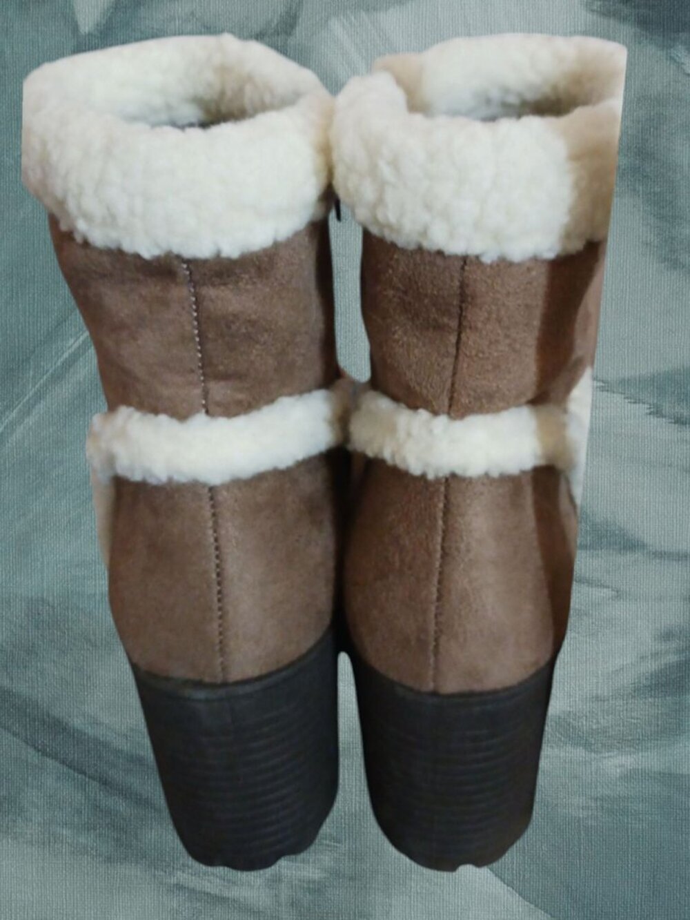 Olivia Miller Ankle Boots With Faux Sherpa Fur Lined Taupe Brown SIZE 8 - Picture 2 of 12